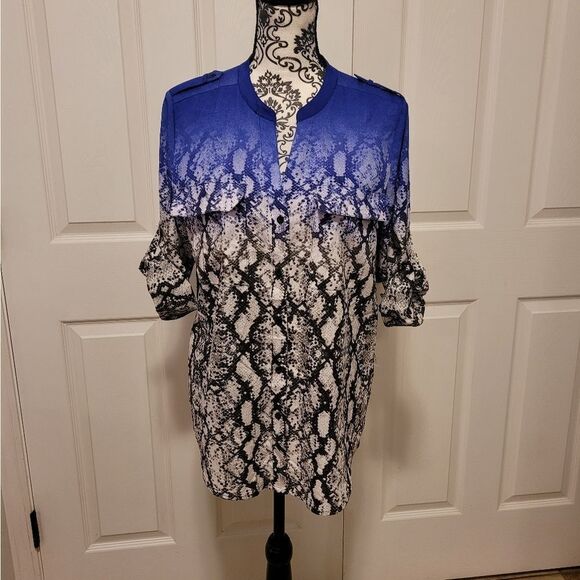 Calvin Klein woman's animal print ombre button up shirt - Picture 1 of 7